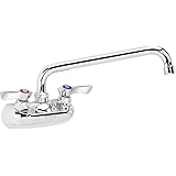 Krowne Wall Mount Kitchen Faucet - Utility Sink 4” Center Mount, 10" Swing Spout, ½” NPT Male Inlet, 2 GPM Flow Rate, Ceramic