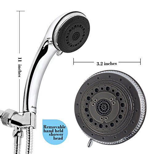 Chrider Handheld Shower Head, High Pressure 7 Spray Settings Luxury Showerhead, 60" Stainless Steel Hose and 3.2" Face , Adjustable Mount and Teflon Tape, Chrome Hand Held Finish