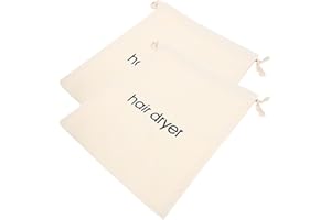 JEWEDECO 2pcs Large Canvas Hair Dryer Bags with Drawstring Portable Storage Pouch for Travel and Home Use