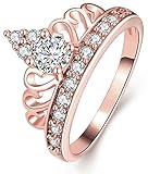 AnaZoz Cubic Zirconia Princess Crown Tiara Wedding Cz Band Eternity Ring Size 9