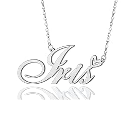 AOLO Iris Heart Name Necklace Silver Stainless