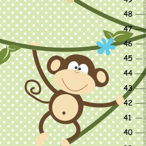 Witheポルカドット背景 保育園ポルカドットの装飾 Chart B00k6mlm9u Growth Monkeys子personalized Withグリーンand ベビールームウォールステッカー 時間指定不可