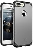 iPhone 7 Plus Case, E LV SHOCK ABSORPTION / HIGH IMPACT RESISTANT Full Body Hybrid Armor Protection Defender Case Cover for Apple iPhone 7 Plus - [GUN METAL / BLACK]