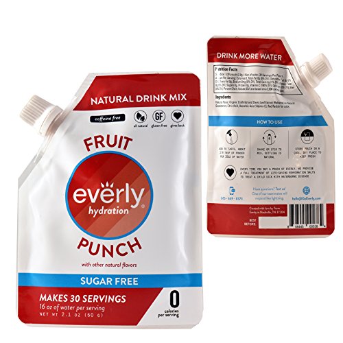 Everly Hydration - Drink Mix Powder, Sugar Free, Natural Sweeteners (Stevia & Organic Erythritol), No Calories, Keto Diet, Water Flavoring and Water Enhancer - Pouch, 30 servings (Fruit Punch)
