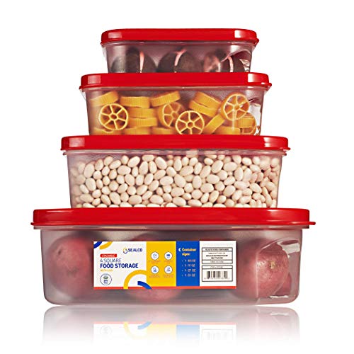 Sealco Food Storage Containers with Lids 4 Pack Set (8 Pieces Total