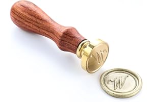 Wax Seal Stamper, VOOSEYHOME Initial Handwritten Letter Alphabet W Stamp with Rosewood Handle, Decorating on Invitations Mail Envelopes Sealers Cards Books for Birthday Themed Party Wedding Signature