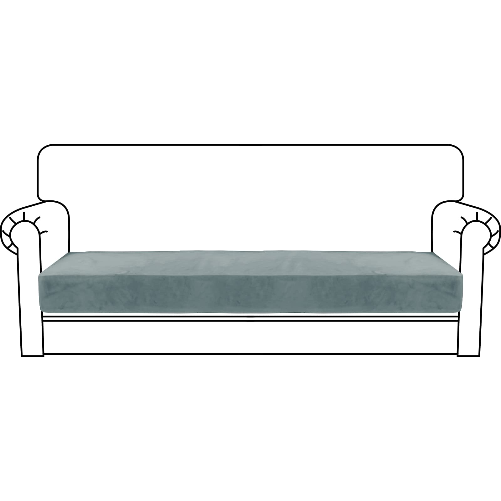 CHELZEN Velvet Sofa Seat Cushion Cover, Stretch Sofa Cushion Slipcovers, Soft Couch Cushion Covers, Furniture Protector with Elastic Bottom (3 Seater, Dusty Blue)
