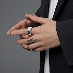 MYNENEY Stainless Steel Square Shape Signet Style