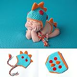 Osye Newborn Baby Crochet Knitted Outfit Dinosaur Costume Set Photography Photo Props, Blue