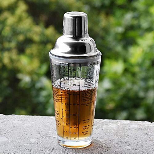H-ei 4 Stück 400ml Cocktail Shaker Set, Modern Barkeeper Kit: Glas Cocktail Shaker mit Edelstahldeckel, Jigger… – Bild 4