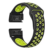 YOOSIDE for Fenix 5X/5X Plus Watch Band,26mm Easy Fit Soft Silicone Quick Release Replacement Band Strap for Garmin Fenix 3/3 HR/Fenix 5X/5X Plus/Fenix 3/3 HR/Quatix3 (Black-Green)