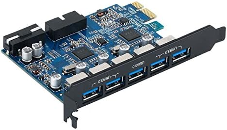 ORICO USB 3.0 PCI Expansion Card Adapter with 5 Rear USB3.0 Port Hub and Internal USB3.0 19PIN Connector with VL805 and VL812 Controller for Windows Vista PC Laptop (PVU3-5O2I)