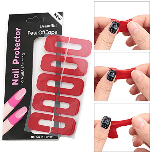 EBANKU Nail Polish Protector, 14 Sheets 140 Piece Disposable Peel Off Sticker UShape Tape for