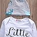 Newborn Baby Boys Long Sleeve Deer Little Brother Romper Bodysuit Long Pants Hat Outfit Clothes Set (80(6-9M), White+Grey)