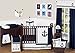 Anchors Away Nautical Navy and White Boys Baby Bedding 11 Piece Crib Set without bumper
