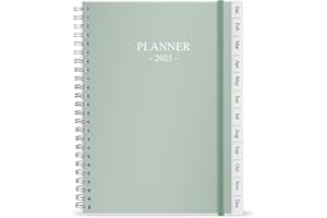 NOKINGO 2025 Planner - Weekly & Monthly Planner Runs Jan 2025 to Dec 2025, 6.25" x 8.25", 12 Monthly Tabs, 14 Notes Page, Plastic Pocket, Flexible Cover with Twin-Wire Binding, Planners 2025, Green