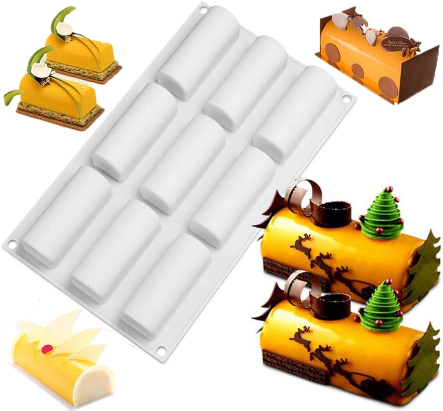 JasCherry 9 Cavities Silicone Cake/Sweet/Chocolate/Cupcake Mould - Non-Stick Cylinder Shaped Mould for Pasta, Jelly, Soap & Handmade Items