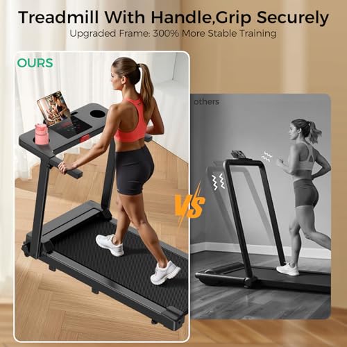 Walking Pad Treadmill, Foldable Small Treadmill for Home Office, 3.0 HP Brushless Motor with LED Display, 300 LBS Capacity, Quiet Capacity Compact Quiet Desk Treadmill