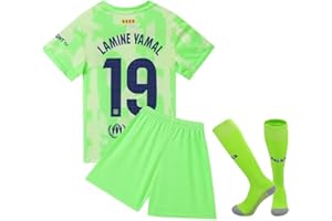 YEESON Barca 2024/2025 Lamine Yamal #19 Home Football Soccer Kids Jersey Shorts/Socks Set Youth Sizes