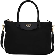 Prada Women's Black Tessuto Nylon/Saffiano Leather Shopping