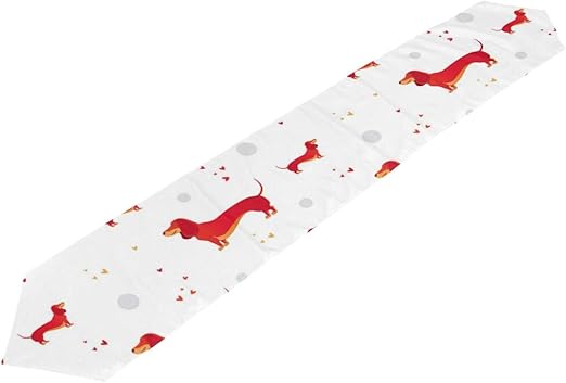 Amazon Com Trismar Red Dachshunds With Spots Grey Table Runner