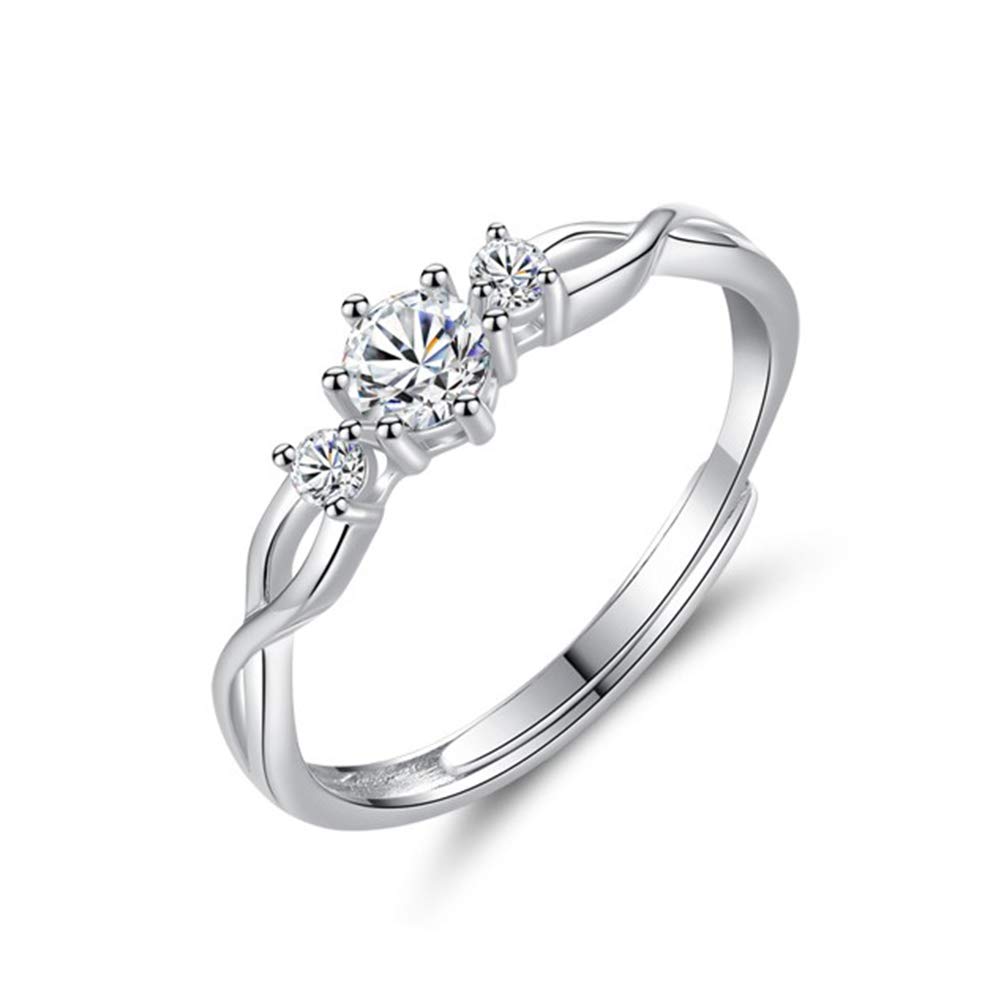 Zolkamery Womens Engagement Ring, 925 Sterling Silver Celtic Knot Open Adjustable Rings, Wedding Promise Partner Band Couple Ring with White Cubic Zirconia Diamond, Birthday Gift for Wife Girls Ladies