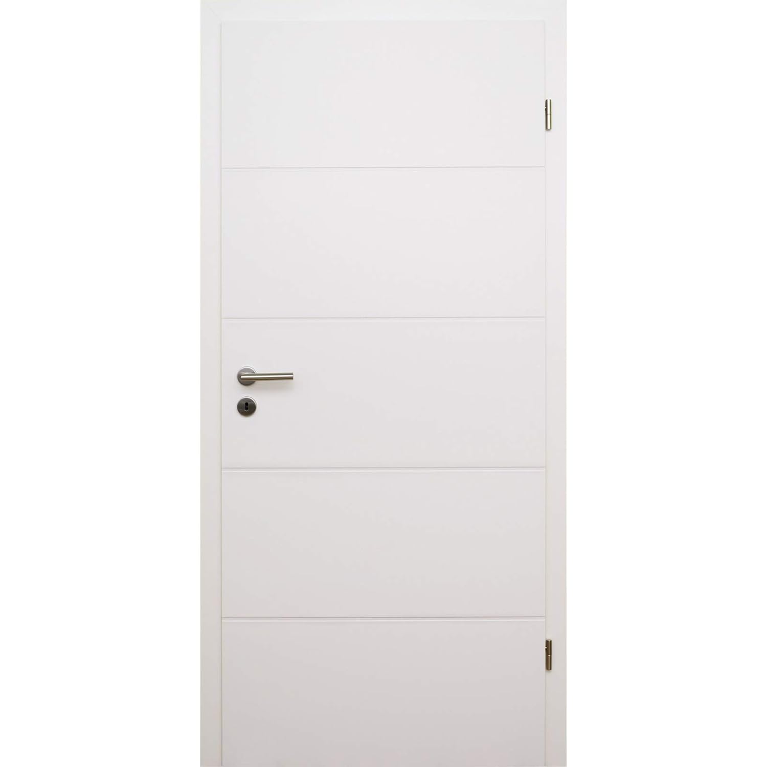 HORI® Zimmertür Komplettset mit Zarge und Türdrücker I Innentür weiß lackiert mit 4 Querstreifen