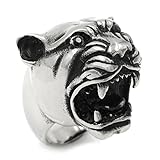 Stainless Steel Roaring Panther Cubic Zirconia Eyes Men Biker Ring Size 11