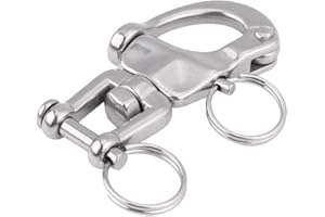 Snap Shackle, 316 Stainless Steel Jaw Swivel Clasp 70mm for Sailboat Rigging, Spinnaker Halyard Marine Hardware