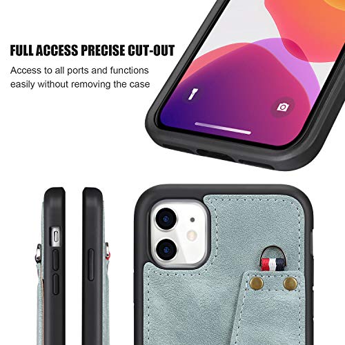 JISON21 iPhone 11 case with Lanyard,iPhone 11 Case Crossbody Chain with Credit Card Holder Slot Adjustable Detachable Strap Leather Case Cover for Apple iPhone 11 6.1 inch 2019
