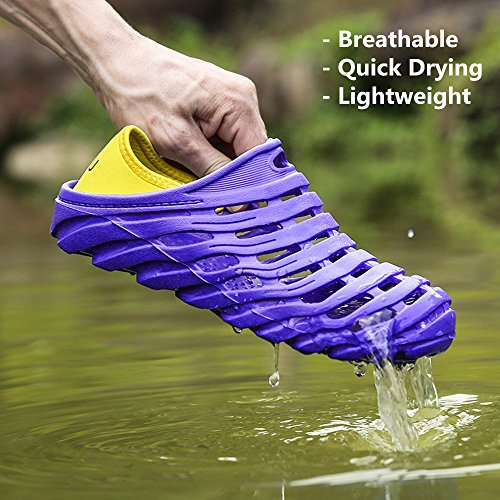 Kqpoinw Summer Unisex Garden Clogs Walking Slippers Lightweight Breathable Sandals Anti-Slip Quick Drying Beach Water Shoes ((Men)6.5 US/40 EU=9.84", Blue)