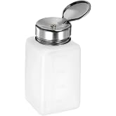 HARFINGTON Solvent Alcohol Dispensers 200ml(6.8oz) Push Down Liquid Dispenser Pump Bottle with Sealing Stainless Steel Lid for Acetone Cleanser Polish Remover, White