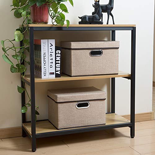 PRANDOM Collapsible Storage Cubes with Lids [3Pack] Jute Fabric