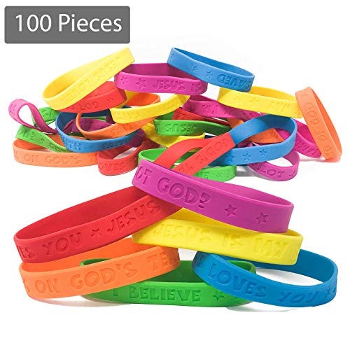 100 Piece Religious Sayings Rubber Bracelet Mega Assortment - All TPR