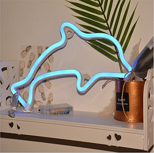 XIYUNTE Dolphin Neon Light Sign - LED Animal Neon Signs Battery and USB Operated Wall Decor Blue Signs Neon Lamps Bedside Table Lamps Light up Children's Bedroom,Indoor Decor for Christmas,Wedding - Thumbnail 7
