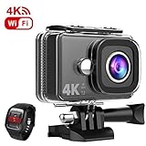 TEC.BEAN 4K Action Camera 45M Waterproof Camera EIS 170°Wide Angle 4X Zoom WiFi Underwater Camera with Remote and Mounting Accessories Kit Compatible with go pro
