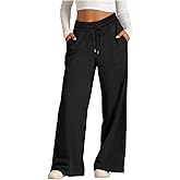 Women Wide Leg Fashion Pants with Pockets High Waist Loose Casual Trousers Drawstring Comfortable Sweatpants