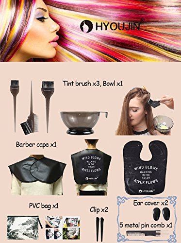 HYOUJIN 11Pcs Black Hair Coloring Dyeing Kit DIY Beauty Salon Tool KitCome with Beach Design Transparent Comestic Clutch Bag - Thumbnail 2