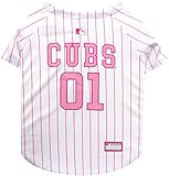 MLB Jersey For Dogs - CHICAGO CUBS Pink Jersey, X-Small. Cute Pink Outfit For Pets