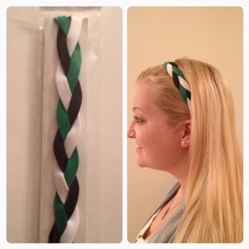 Fabulici Green Black White Braided Headband Softball Running