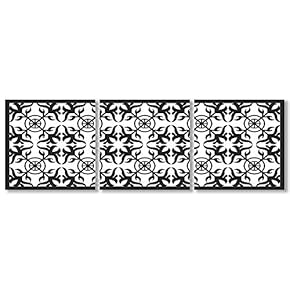 Canvas Wall Art Black and White Simple Pattern Painting Artwork for Home Prints Framed - 12"x12"x3 Panels