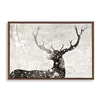 Framed Canvas Home Artwork Decoration Deer Wood Canvas Wall Art for Living Room Bedroom - 16x24 inches