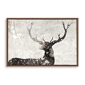 Abstract Deer Forest Snowfall - Framed Canvas