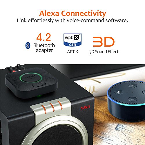 Bluetooth Receiver, Hi-Fi Wireless Audio Adapter, 1Mii Bluetooth 4.2 Adapter with 3D Surround aptX Low Latency for Home Music Streaming Stereo System (Upgraded Version with Power Adapter)