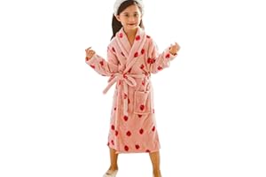 DNggAND Boys Girls Bathrobes,Toddler Boy Girl Robes,Children's Plush Soft Coral Fleece Hooded Pajamas Sleepwear for Kids