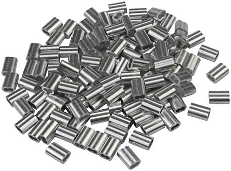 WeiMeet 200 Pieces Aluminum Crimping Loop Sleeve Cable Crimp for 1/8" Wire Rope and Cable