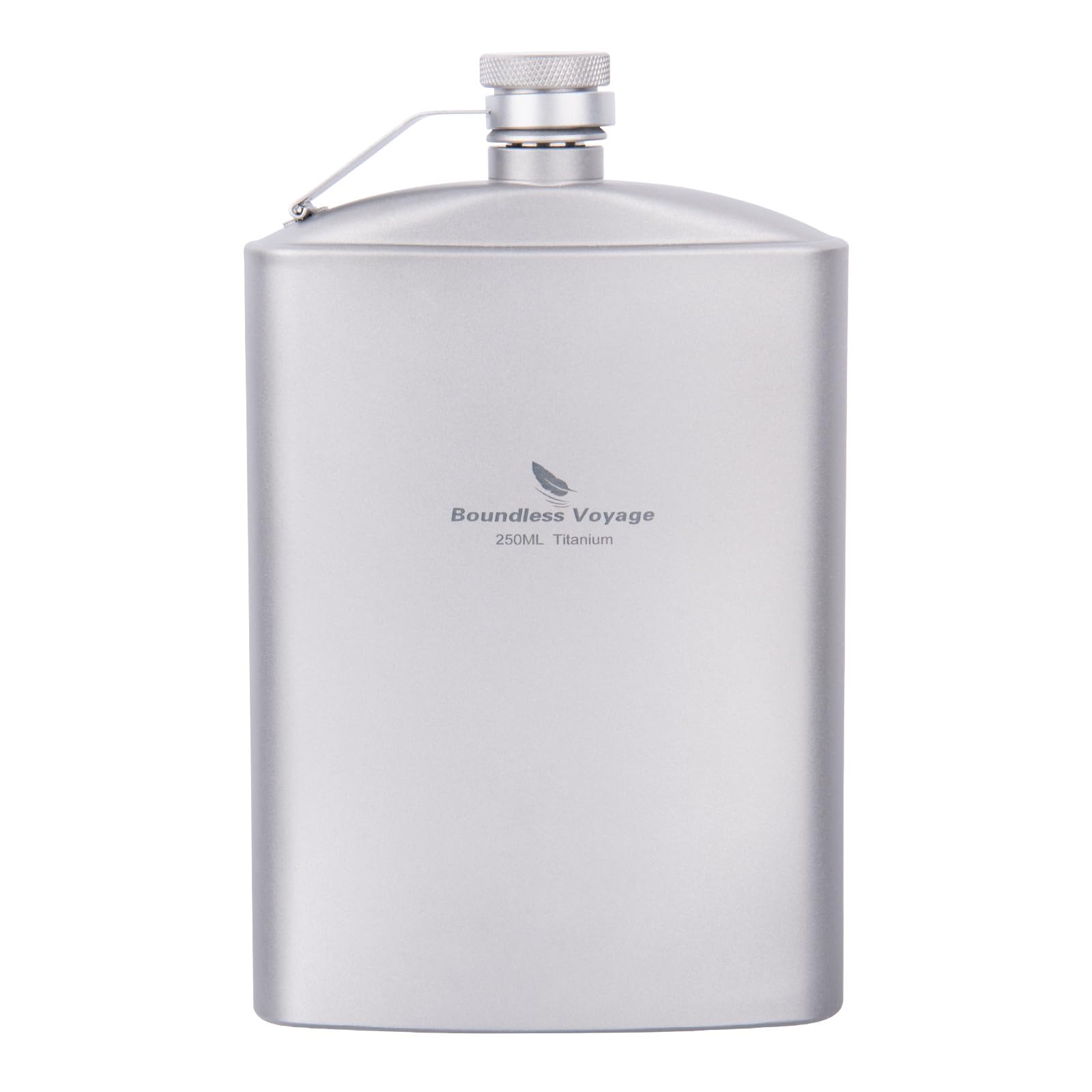 iBasingo 250ml Titanium Hip Flask with Funnel Camping Cup Outdoor Flat Alcohol Bottle Alcohol Whisky Wine Pot Mug Travel Picnic Drinking Cup Ti3063D