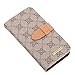 RAYTOP Luxury Classic Brown GG Logo Leather Wallet Cases Flip Covers for Samsung Galaxy S5 GT-I9600 Women Men Classy Decent Sleek High Quality Gift Card Holder Stylish