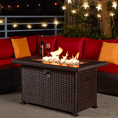 Vicluke 44in Porpane Fire Pit Table, Gas Fire Table for Outside with
