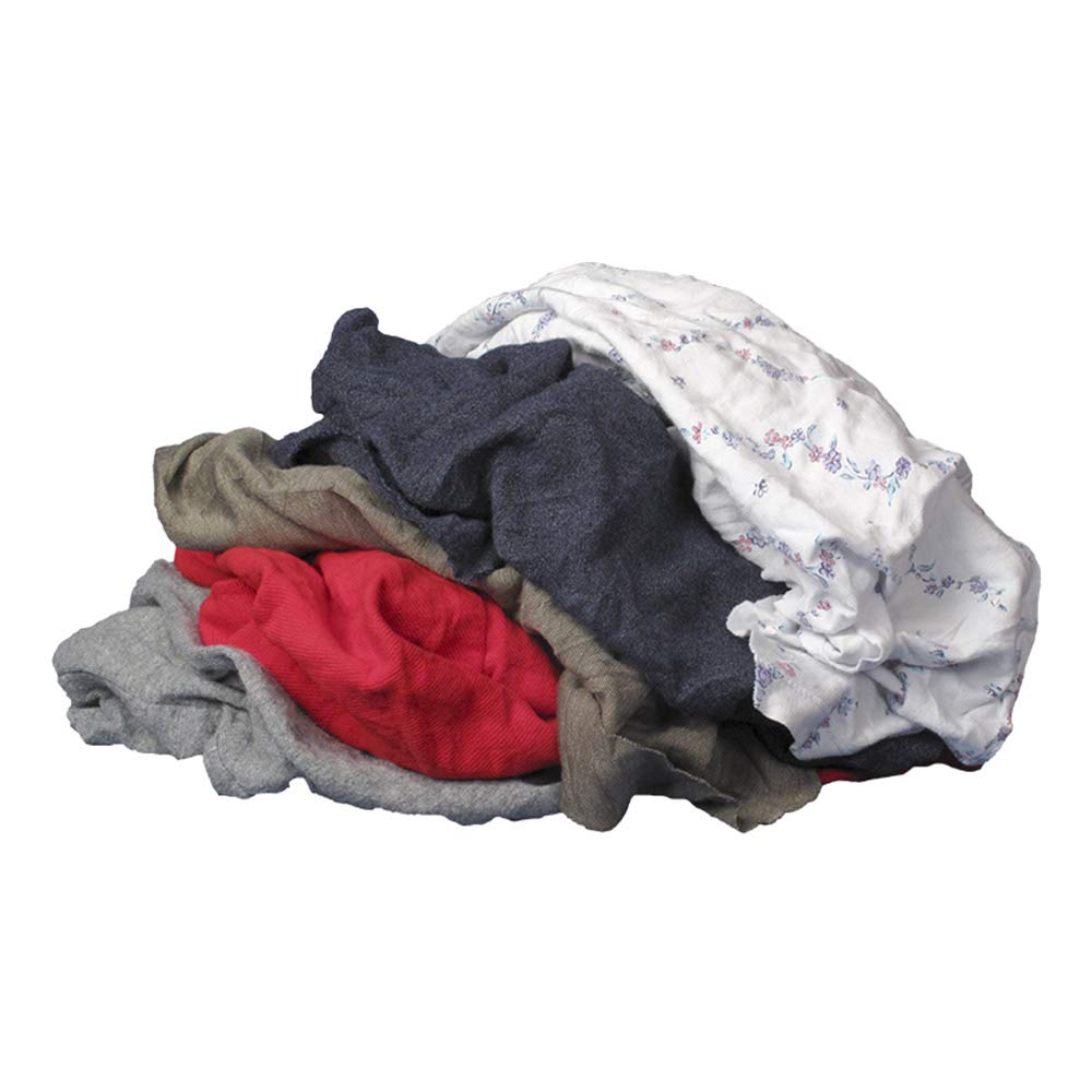 Buffalo Industries (10087PB Recycled Multicolored T-Shirt Cloth Rags, 8 lb. Bag, All-Purpose Rag for Cleaning, Paint Spills and Cleanup, Staining, Polishing, Dusting, Made from Recycled Materials